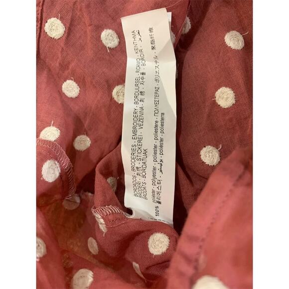 Zara Women's Pink Polka Dot Long Sleeve Button-Up Blouse Shirt Size S - Picture 2 of 7